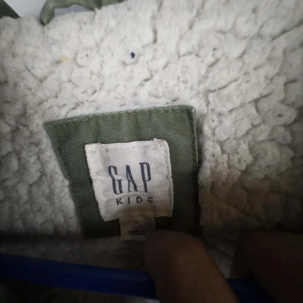 Gap Kids Girls Sherpa Lined Puffer Vest Olive Green Cozy L Quilted